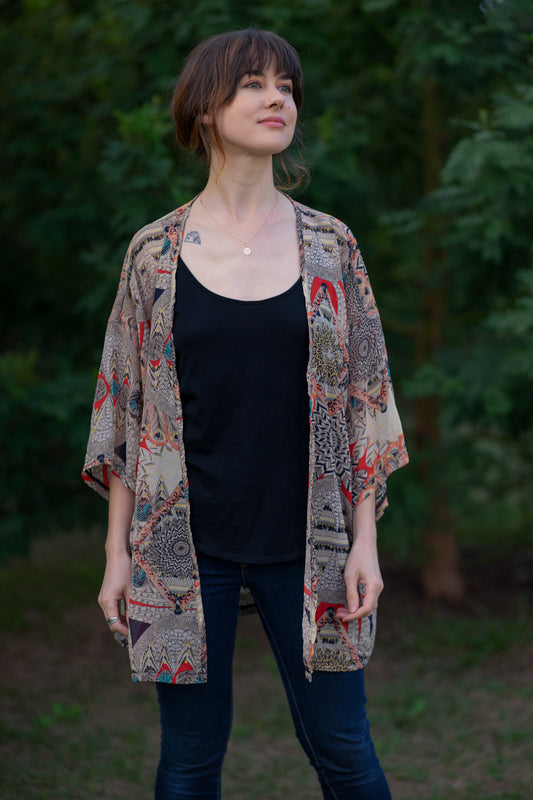 Mystic Feathers Pattern Original Open Kaftan