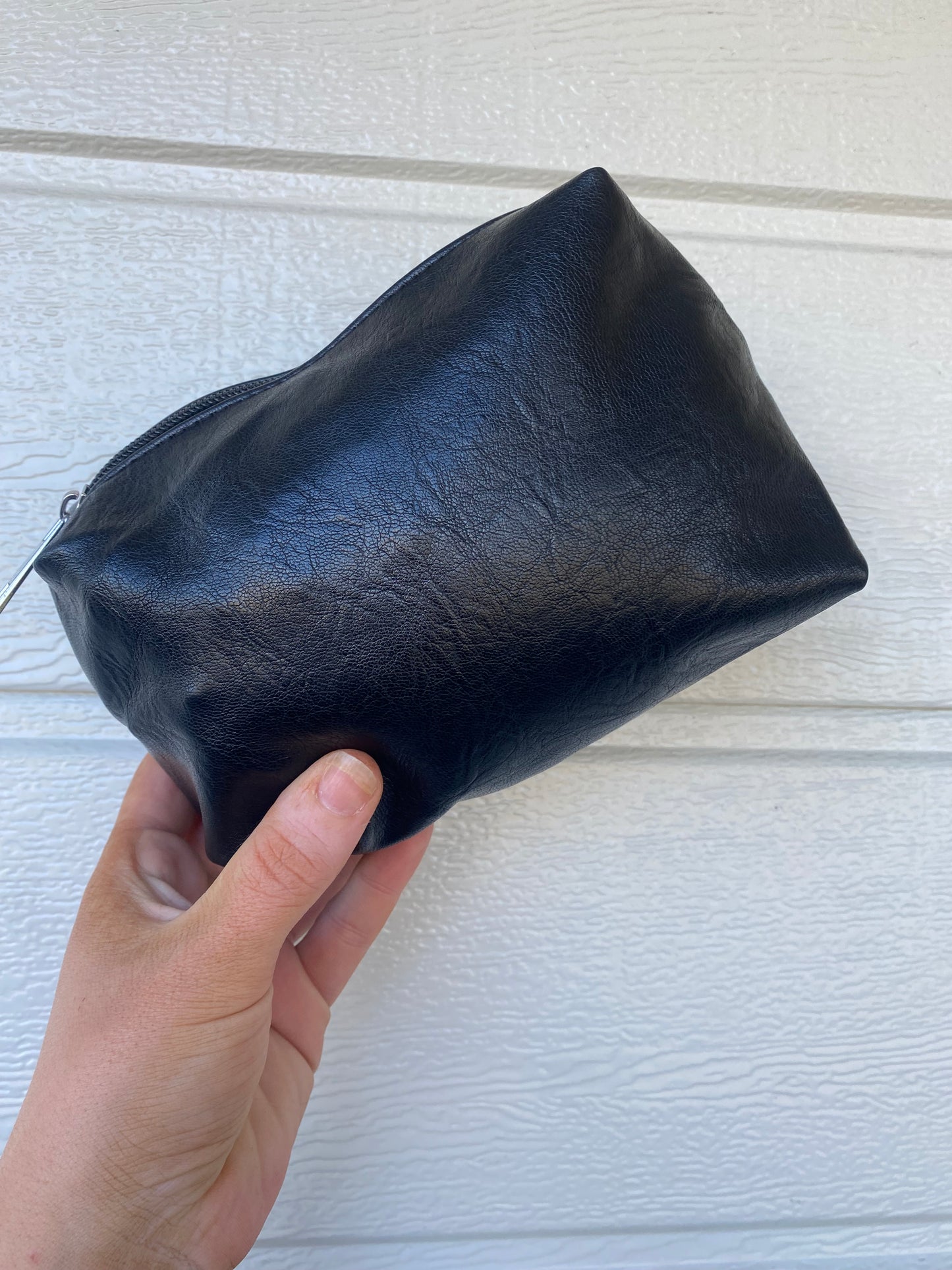 Small Leather Zip Bags- Black & Dark Brown