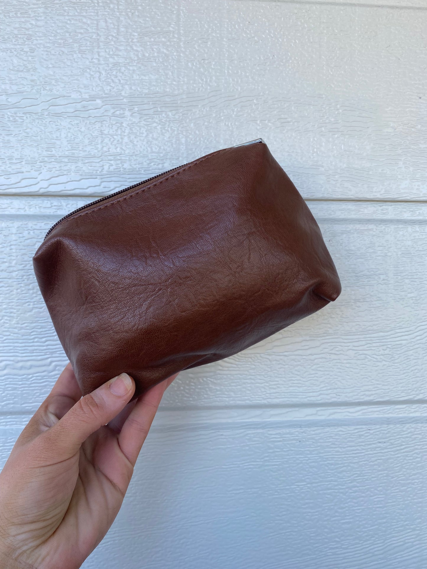 Small Leather Zip Bags- Black & Dark Brown