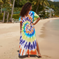 Fluro Sunset Spiral Tie-Dye Maxi Kaftan Dress