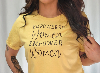 🩵EMPOWERED Yellow Graphic Design T-Shirt - Handmade