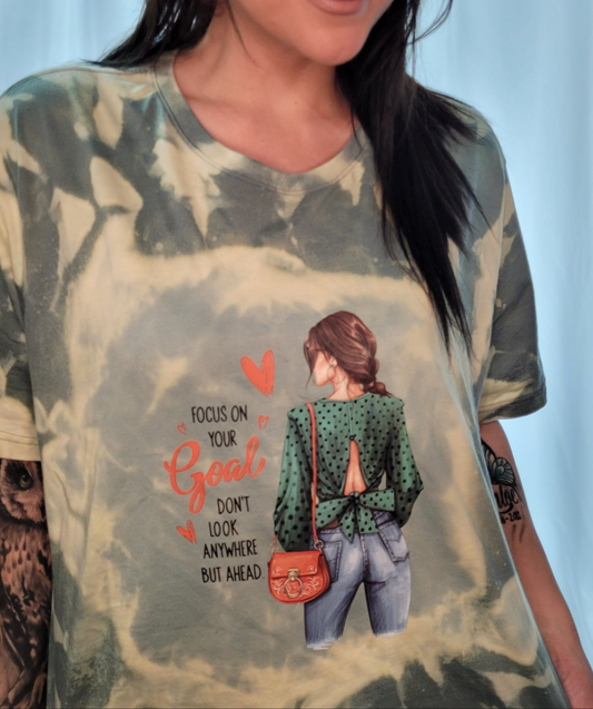 🩵 JOLLENE Focus Greeny Graphic Design TShirt- Handmade