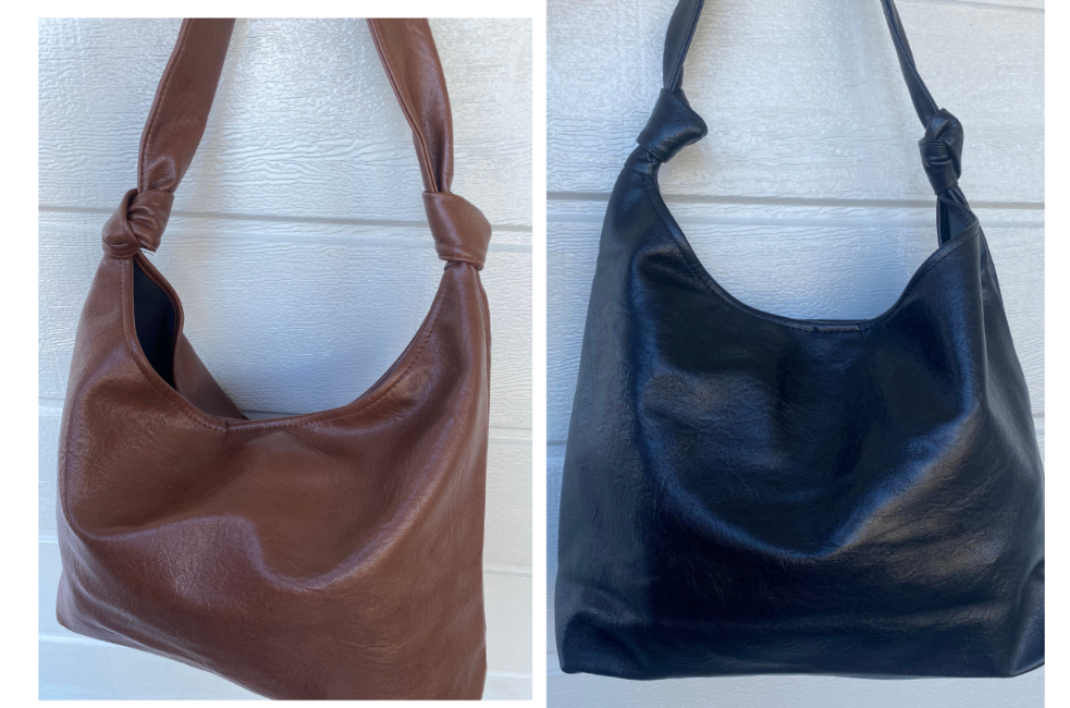 Knotted PLeather Large Hand bags - Black & Tan