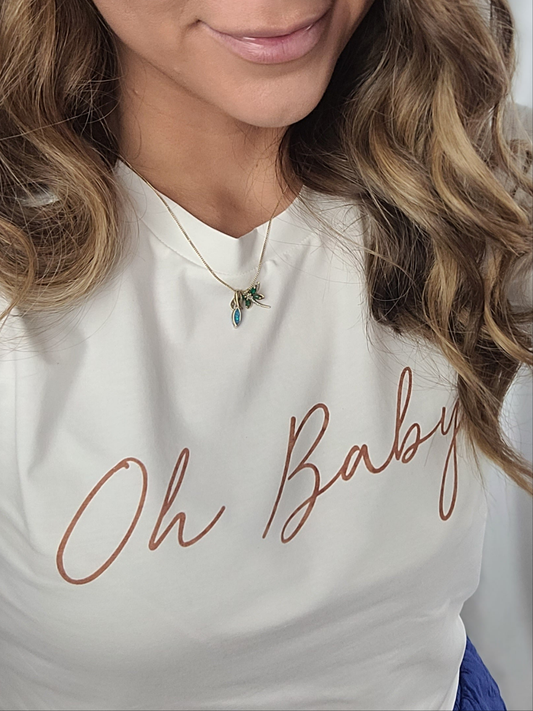 💙 MADELINE Oh Baby White Soft Casual T-Shirt