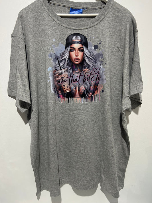 I Am That Bitch Handmade T-shirts Grey & White