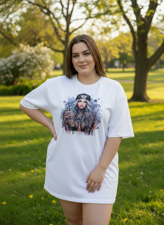 I Am That Bitch Handmade T-shirts Grey & White