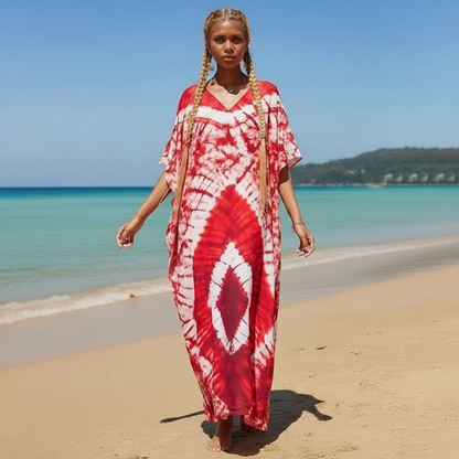 Red boho Dreamtime Maxi Kaftan Dress