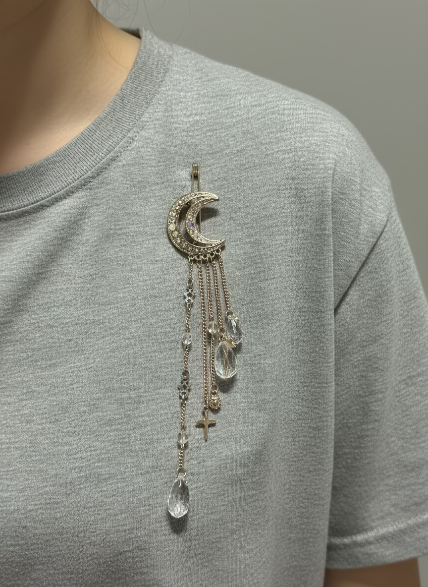 Bejeweled Moon chandelier Brooch/ Decorative Pin