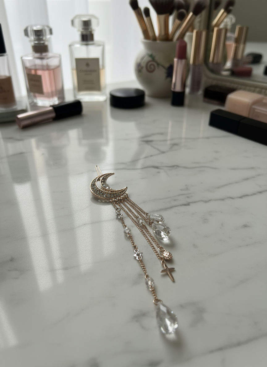 Bejeweled Moon chandelier Brooch/ Decorative Pin