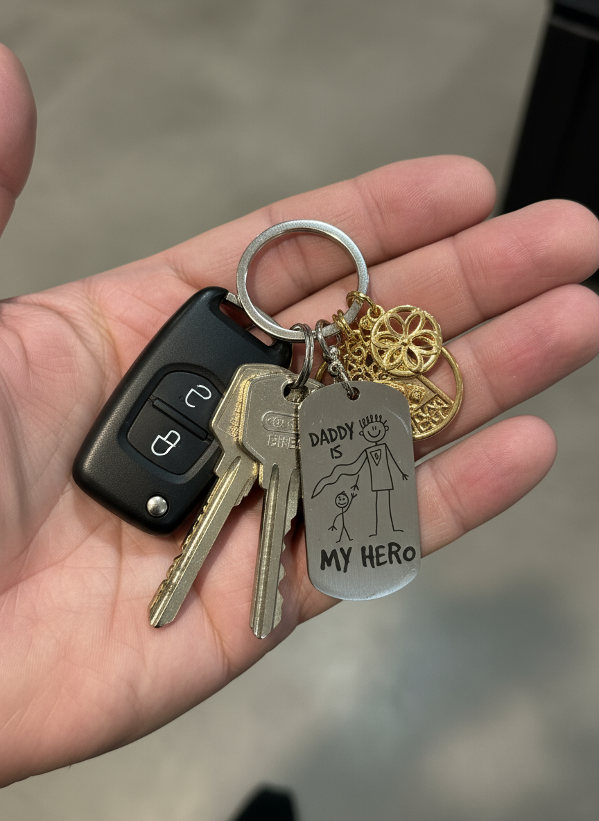 Daddy is my Hero Keyring