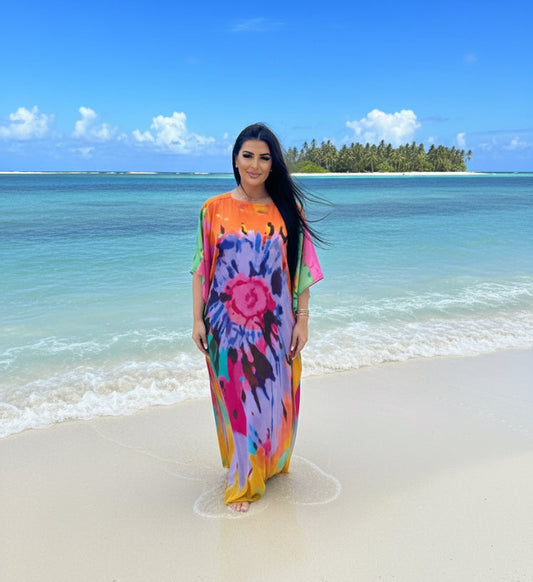 Tropical Splash Comfort Maxi Kaftan Dress