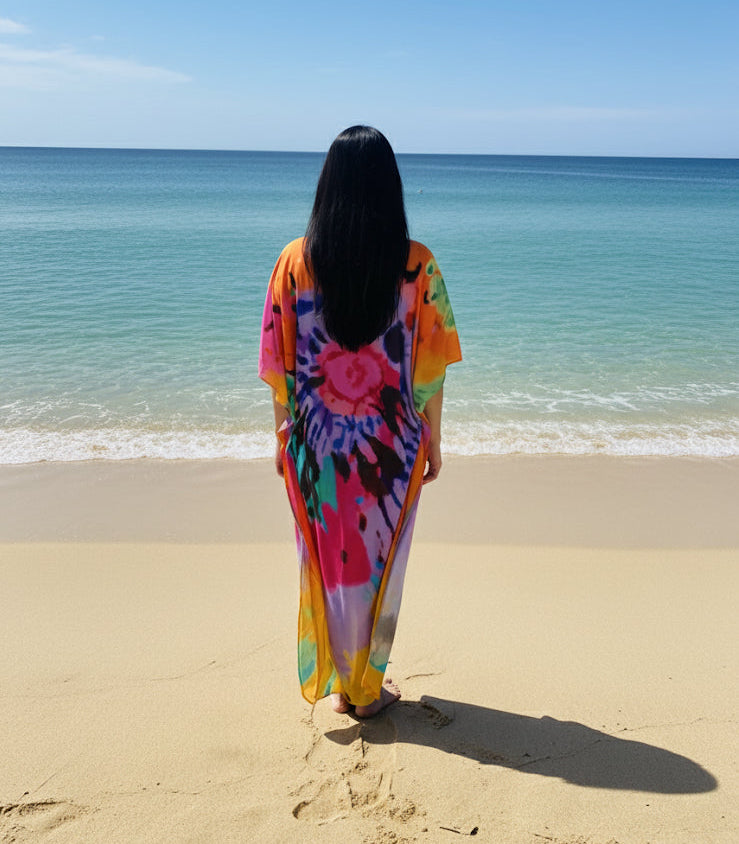 Tropical Splash Comfort Maxi Kaftan Dress