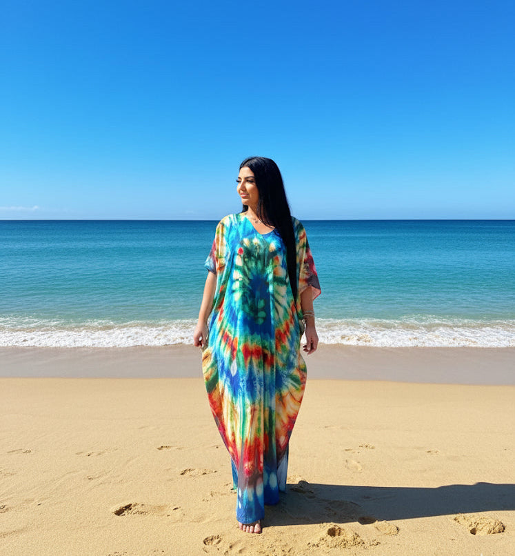 Rainbow Reef Comfort Maxi Kaftan Dress