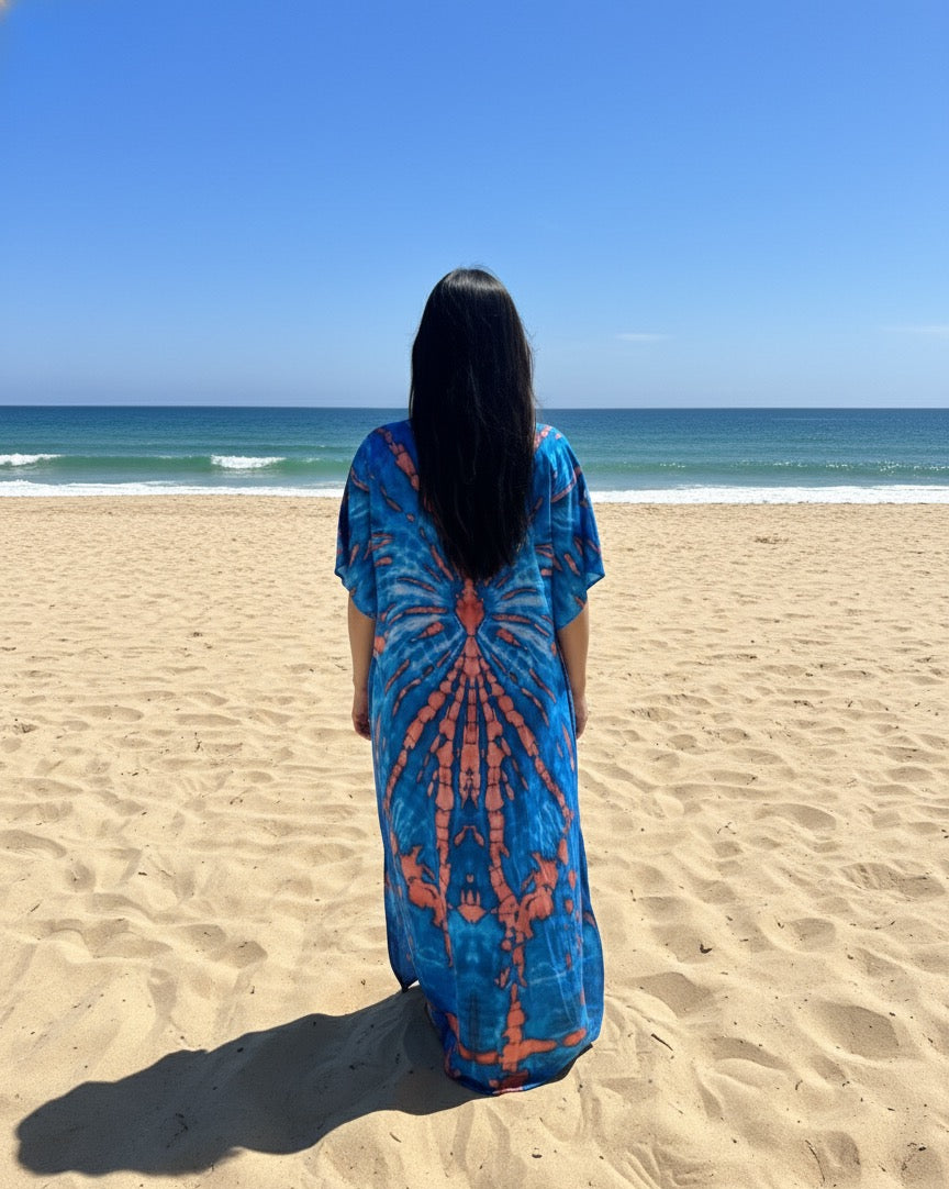 Coral Tide Comfort Maxi Kaftan Dress