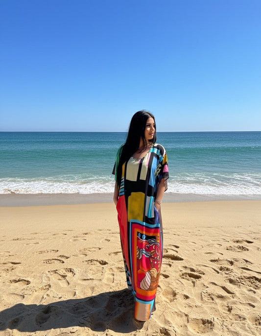 Sunset Mosaic Comfort Maxi Kaftan Dress