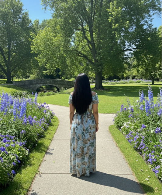 Botanical Breeze Off-Shoulder Maxi Dress