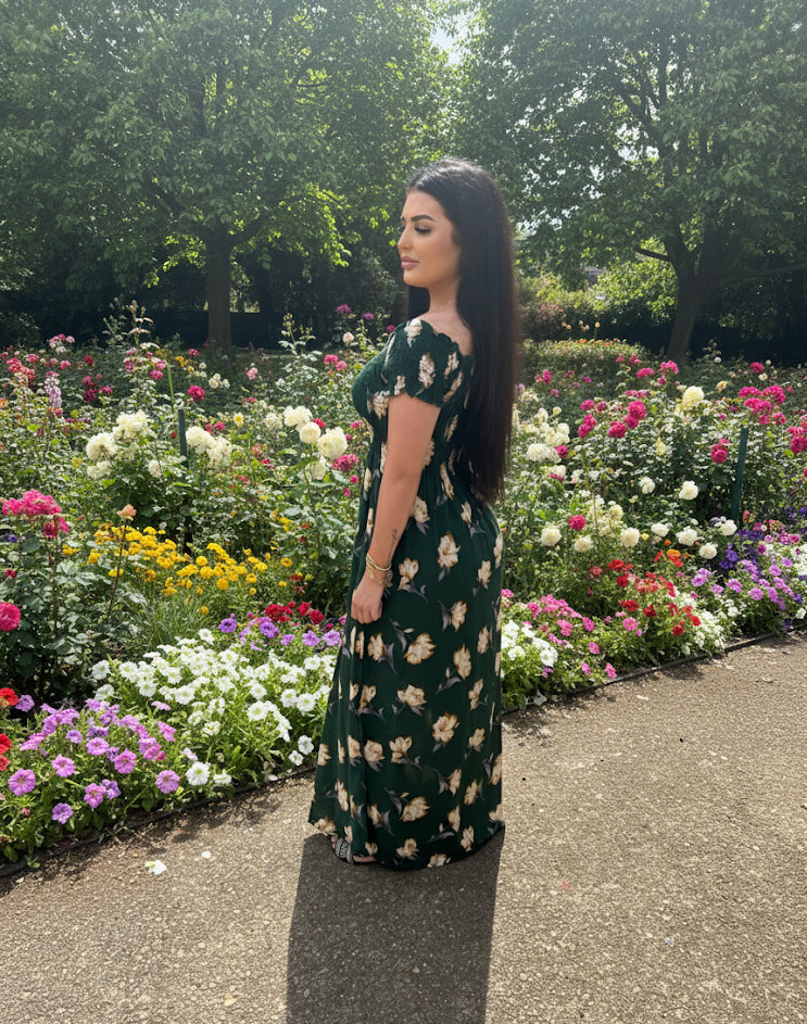 Enchanted Meadow Floral Maxi Off-Shoulder Dress
