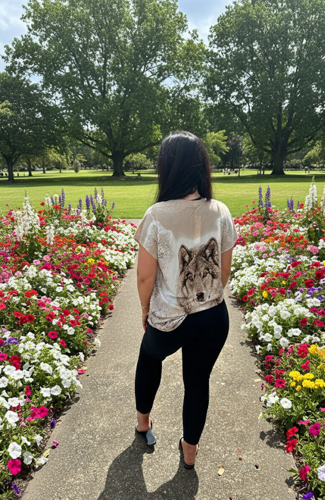 Lone Wolf Oversized Graphic Bejewelled Tshirt