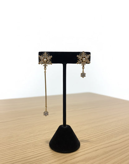 Winter Sparkle Snowflake Earrings (Gold-Tone)