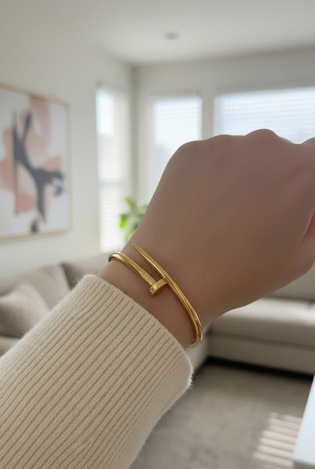 Nail Style Bangle Gold-Tone & Rose Gold Tone