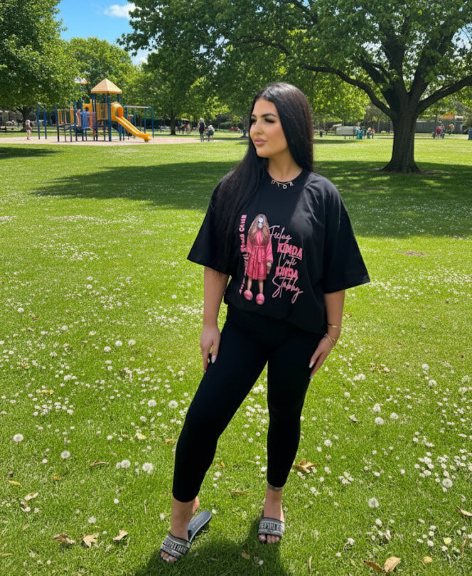 Kinda Cute Kinda Stabby Oversized Tee Handmade