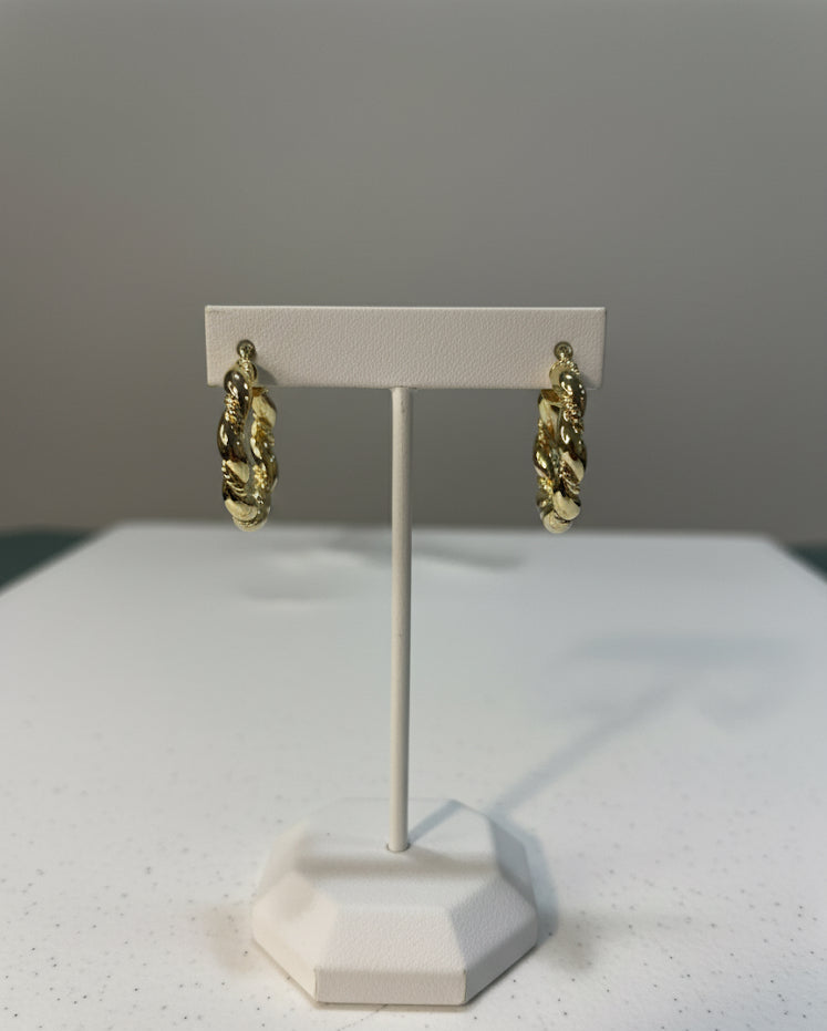 Rose Gold-Tone Twisted Rope Hoop Earrings