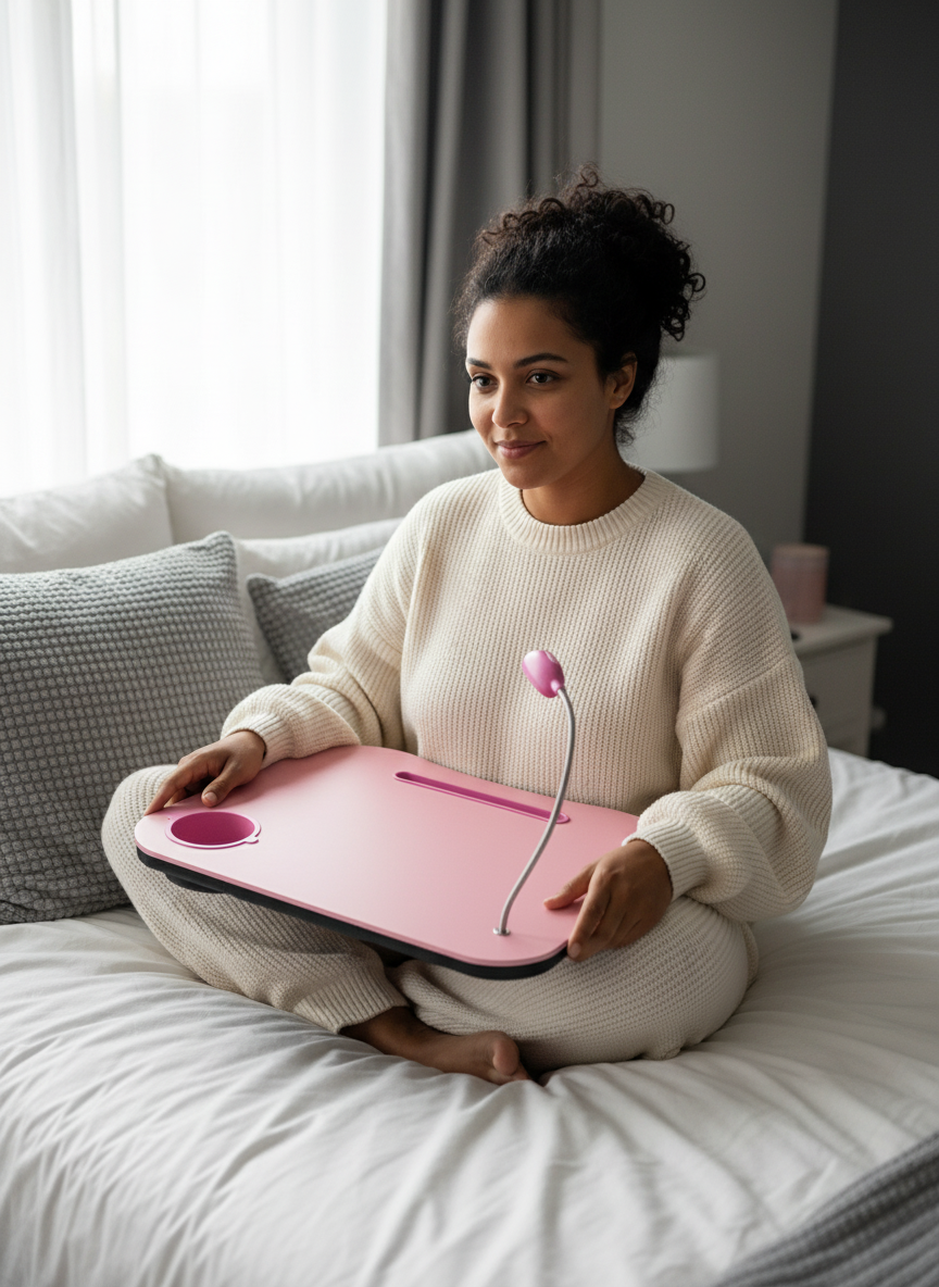 LED Lap Tray with Light-Pink, Black,purple or Grey