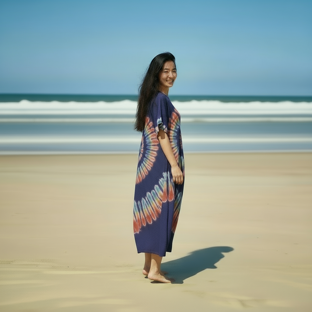 Circle Of Fire Dark Boho Maxi Kaftan Dress