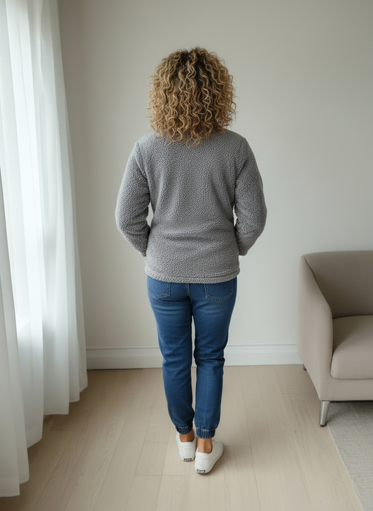 TEDDY Grey Zip Fluffy Jacket