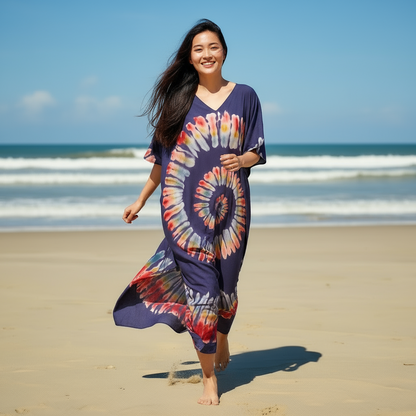 Circle Of Fire Dark Boho Maxi Kaftan Dress