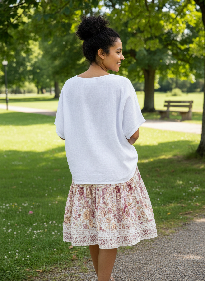 CHARLIE Floral Boho Skirt Flair Skirt Peachy