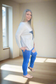 MEGHAN Cream Long Sleeve Black Star Top