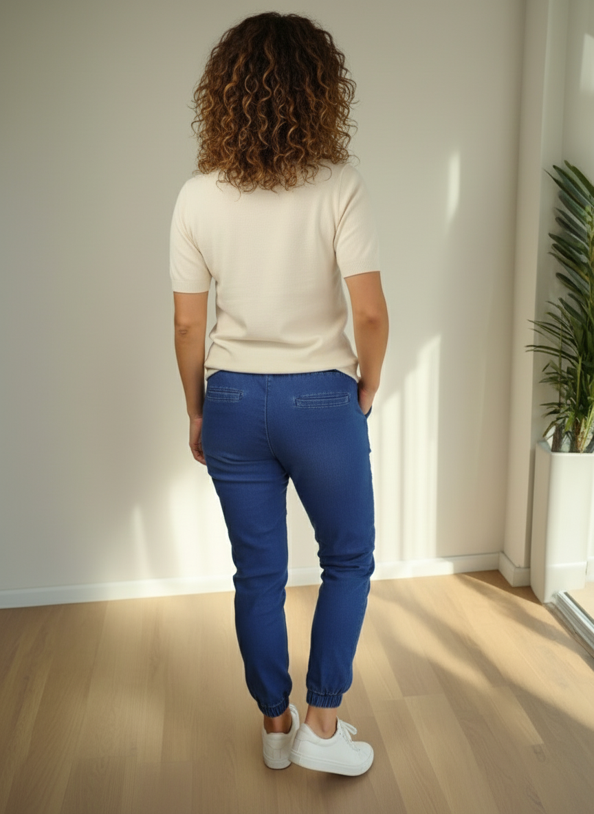 CERSEA Dark Blue Elastic Waist Jeans