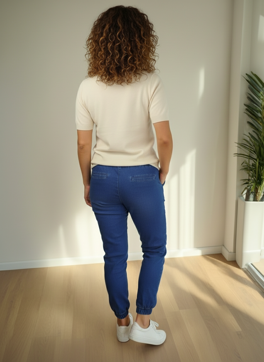 CERSEA Dark Blue Elastic Waist Jeans