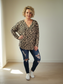 LEO Leopard Flowey Zip Long Sleeve Top