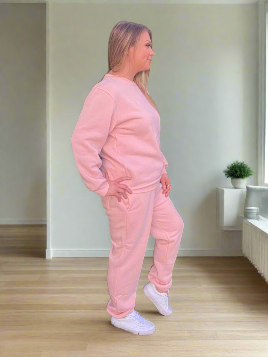 MERIDAH Baby Pink Full Length Track Suit Set - 2 Peice
