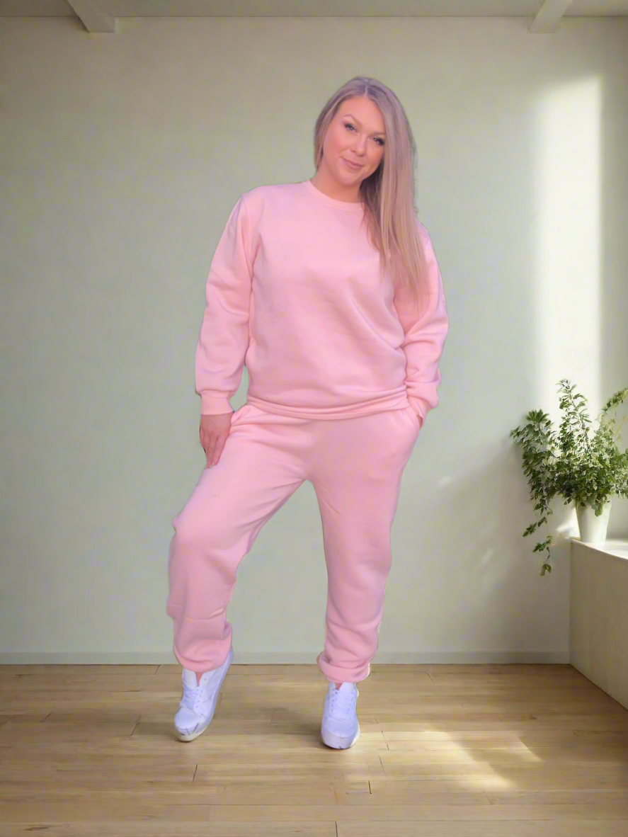 MERIDAH Baby Pink Full Length Track Suit Set - 2 Peice