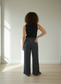 DEL Black and white stripe full Length High Waisted Pants