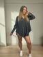 YARA Dark Grey Silky Long Sleeve Top