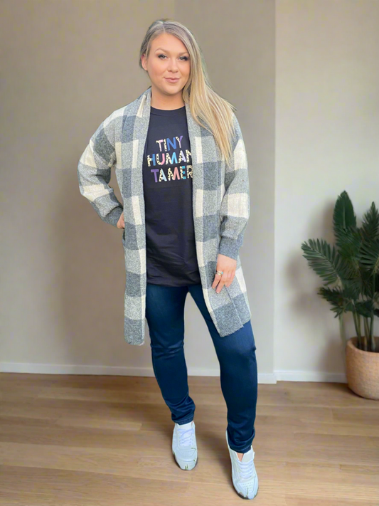 MINNY Soft Open Pattern Cardigan - Grey