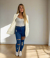 MILLY Blue high waisted Ripped stretch skinny Jeans
