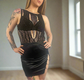 STELLA Black High Waisted Mini Skirt With Chain decor