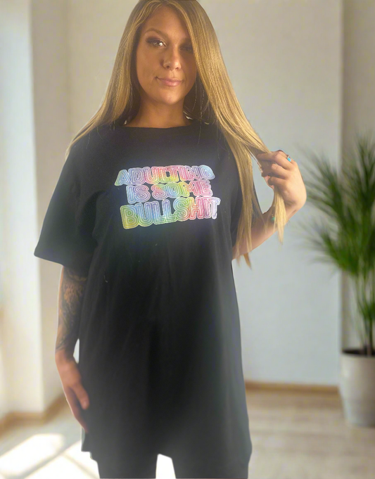 Handmade Adulting Is Some Bullshit Black Oversized Tee/Dress