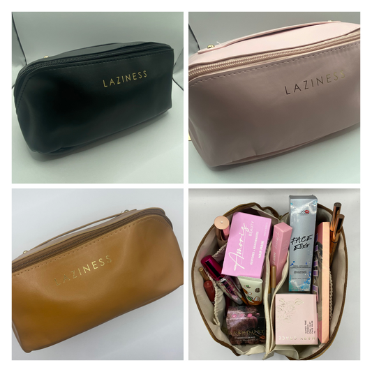 Makeup beauty Compartment Zip Bags Black, Dusty Pink & Rust/Tan
