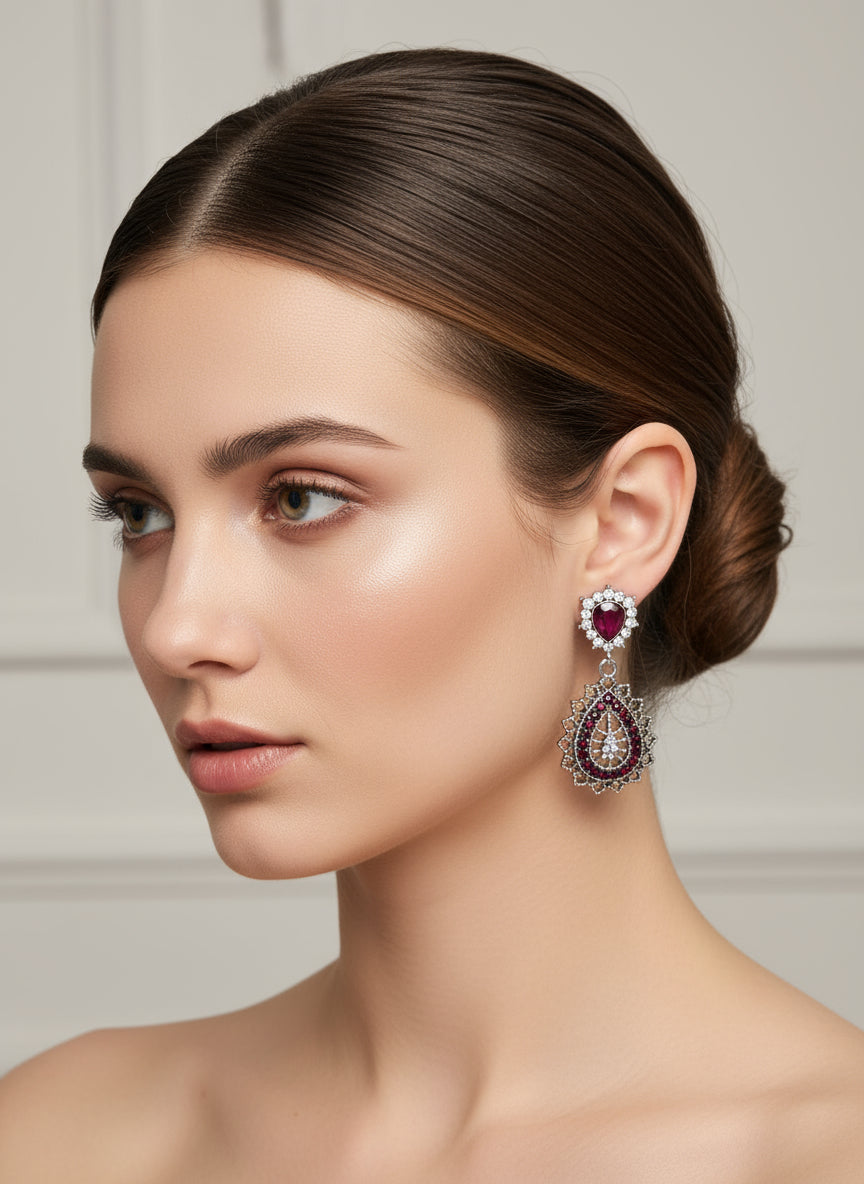 Vintage Xmas Gemstone Drop Earrings -Choose Your Style