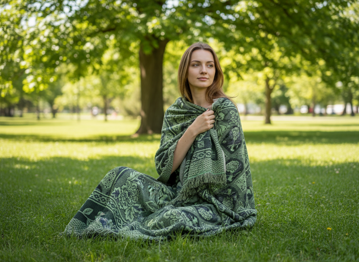 Emerald Garden Woven Blanket – Cozy Adult Throw Blanket