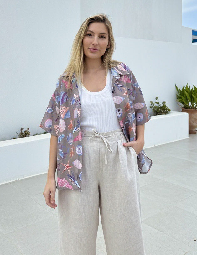 Mushroom Seashell Button Up Short Set