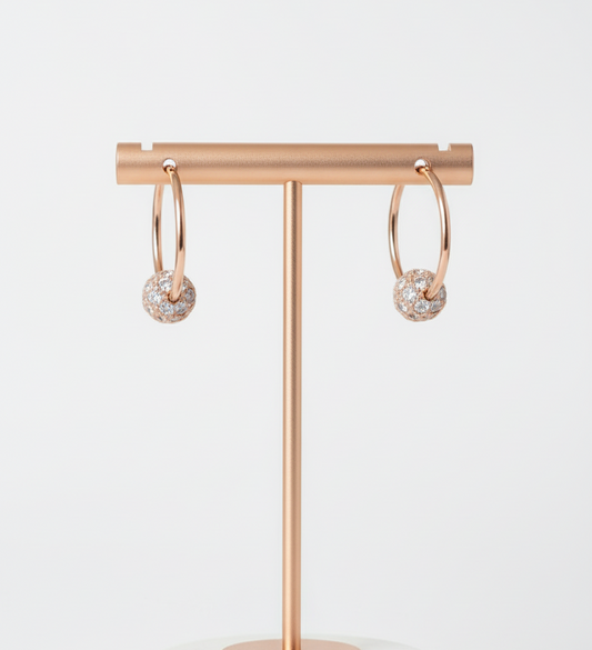 Rose Gold Crystal Knot Hoop Earrings