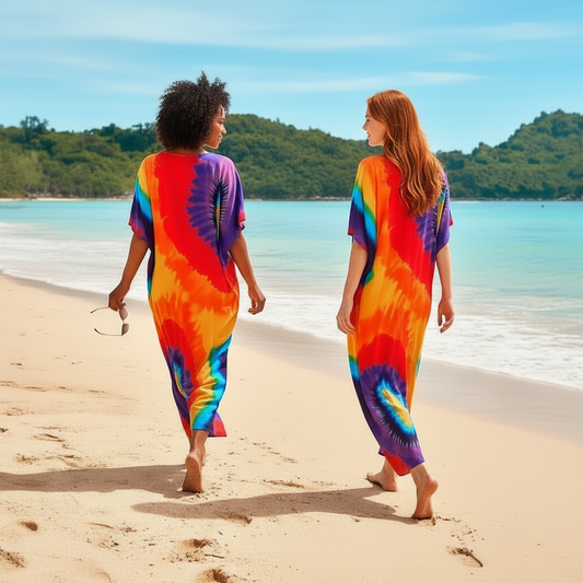Tropical Parrot Tie-Dye Maxi Kaftan Dress
