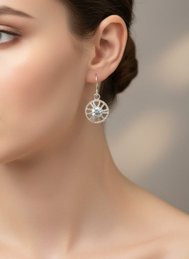 925 Sterling Silver Starburst Drop Earrings